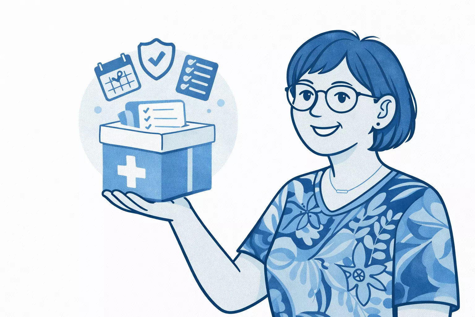 Renée mit Box für die ersten Schritten nach der Diagnose Hörbehinderung